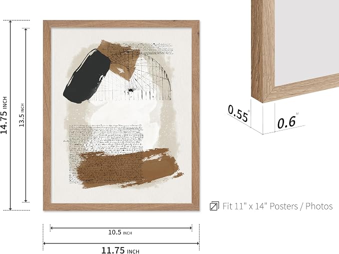 Poster Master Abstract Written Message Poster - Watercolor Print - Note Art - Chic Boho Design - Abstract Illustration - Great Bedroom or Living Room Decor - 11x14 Beige Framed