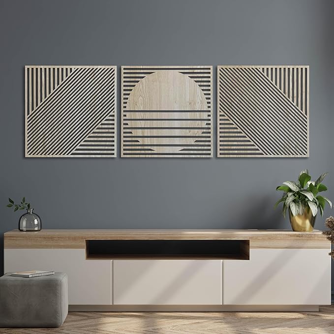Mid Century Modern Wood Wall Art Boho Style, Large Wall Decoration for Retro Interiors, Handcrafted Wooden Wall Art, Boho Wood Wall Decor Gift