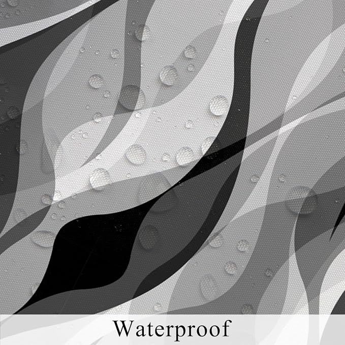 Grey Shower Curtains Black and White Modern Abstract Striped Bathroom Curtain Minimalist Geometric Polyester Shower Curtain Sets for Bathroom Extra Long 66x72 in with 12 Hooks