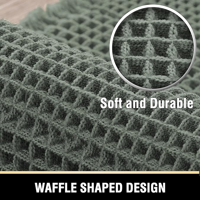 H.VERSAILTEX Upgraded Waffle Bath Mat Super Absorbent Non Slip Bathroom Rugs for Bathroom Floor Machine Washable Dry Fast, 17" x 24", Lichen