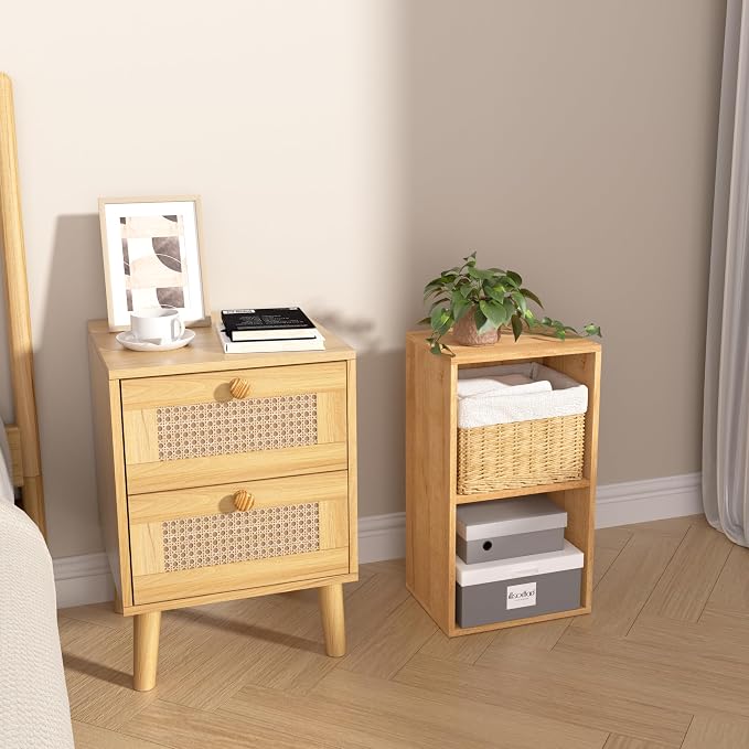 Wooden 2 Cube Storage Organizer, 2 Tier Storage Cubes Storage Display Cubby, Versatile Cubes Shelf and Cubby Organizer for Any Space (Oak, 2 Cube-W(11.8inch)