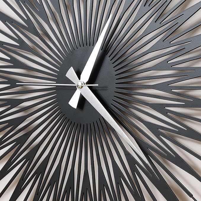 Sun Rays Wall Clock, Large Metal Decorative Wall Clock, Modern Minimalist Wall Decor (Bronze, Small)