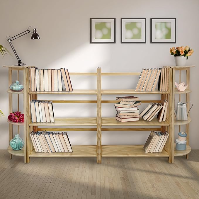 Casual Home 3-Shelf Folding Stackable Bookcase (27.5" Wide)-Walnut