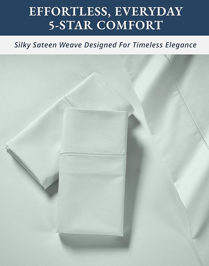 LANE LINEN Luxury 100% Egyptian Cotton Bed Sheets King Size, Fully Elasticized Reinforced 15 Inch Extra Deep Pocket King Sheets, Soft & Comfy Sateen Weave for Silky Finish - Murmur