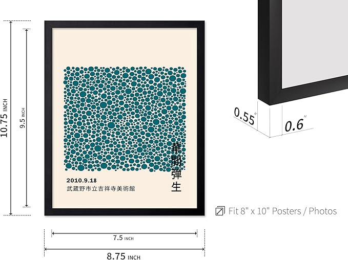 Poster Master Vintage Poster - Retro Pop Art Print - Gift for Artist, Friend - Infinity Dots, Japanese, Polka, Modern, Abstract - Wall Decor for Home, Office, 8x10 Black Framed