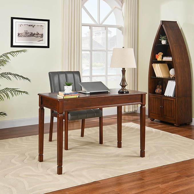Solid Wood Writing Desk, Home Office Desks with 2 Storage Drawers, 46.1" Mid-Century Modern Walnut Tables, Secretary Desk for Home Office, Easy Assembly Vanity Desk, Study Table Station BSZD1258