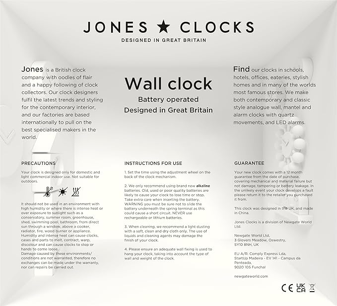 JONES CLOCKS® Box wall Clock | Retro Square | 10 inch | Gray | Easy to Read Numbers | Perfect Kitchen or Office Clock