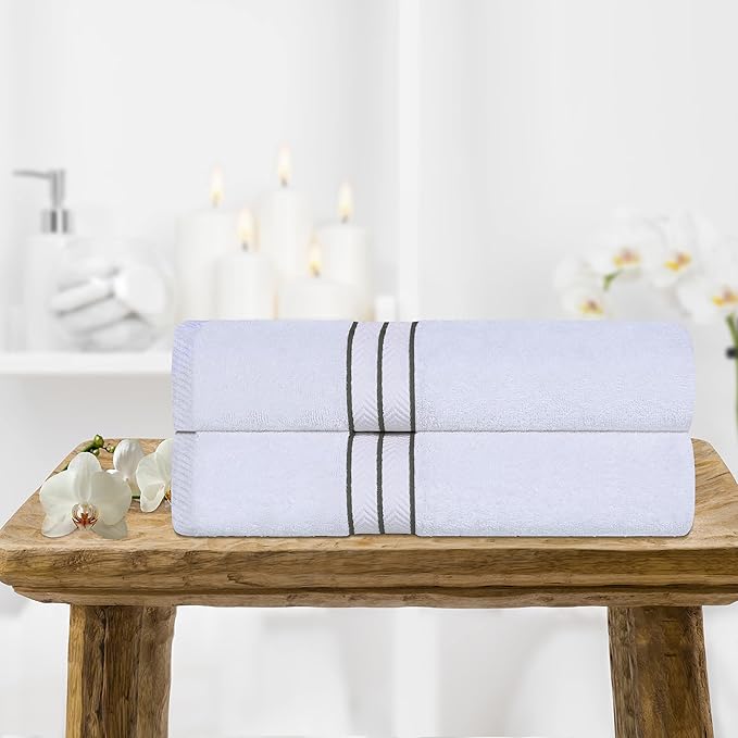 Superior Turkish Cotton Ultra-Plush 2-Piece Bath Towel Set, Towels for Shower, Bathroom, Home Essentials, Spa, Guest/Master Bath, Airbnb, Apartment, Adults and Kids, Soft Quick Drying, Charcoal