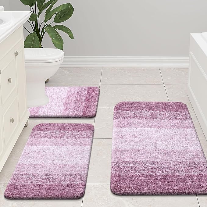 Arotive Microfiber Bathroom Rugs, Shaggy Soft and Absorbent Bath Rug, Non-Slip, Thick Plush Machine Washable Dry Bath Mats for Bathroom, Tub and Shower, 36x24, Purple, Rectangular