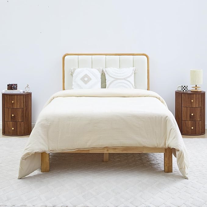 Fully Assembled Round End Table with 3 Storage Drawers, 15.75”Mid Century Side Table for Living Room, 3 Drawers Nightstand for Bedroom, Circle Sofa Bedside Table (Walnut-1 pc)