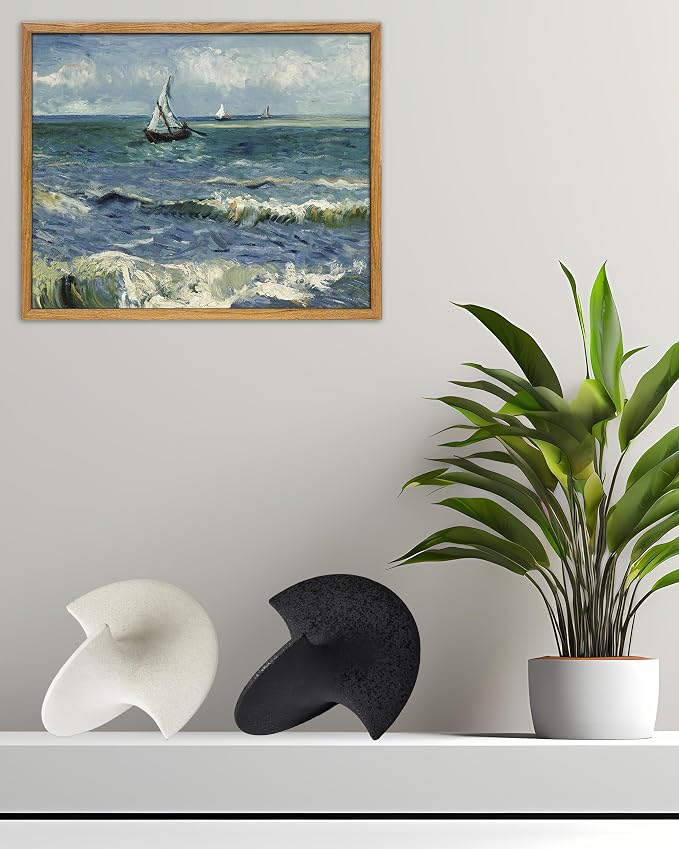 UPWOIGH Large White Ceramic Inspired Art, 9.45x8.6x9.45 in Handmade Premium Personalized Ceramic Balancing Sculpture for Living Room,Table Décor,1Pack