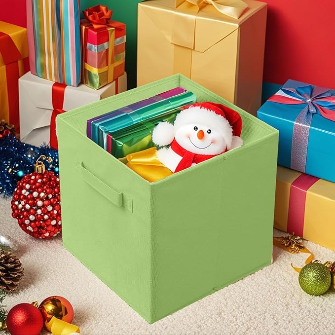 ShellKingdom Storage Bins, Foldable Fabric Storage Cubes And Cloth Storage Organizer Drawer For Closet And Toys Storage, 2 Pack (Green)