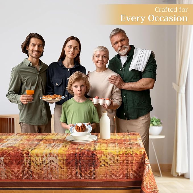 Maison d' Hermine Table Cloth Rectangle Table 100% Cotton 60 x 108 Inches Fall Tablecloth Reusable Everyday Use for Thanksgiving Christmas Decorations Dining Farmhouse Party (Thanksgiving Tartan)