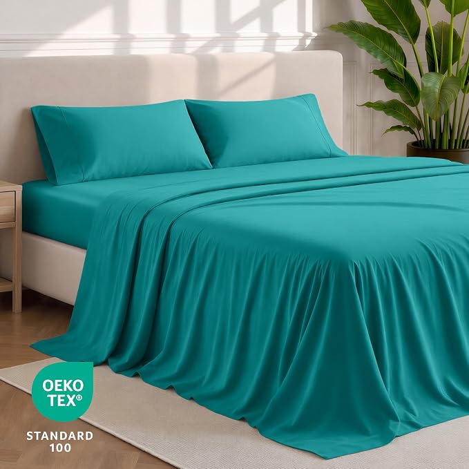 Bare Home Split King Sheet Set - 1800 Ultra-Soft Microfiber Bed Sheets - Double Brushed - Deep Pockets - Easy Fit - 5 Piece Set - Bedding Sheets & Pillowcases (Split King, Emerald)