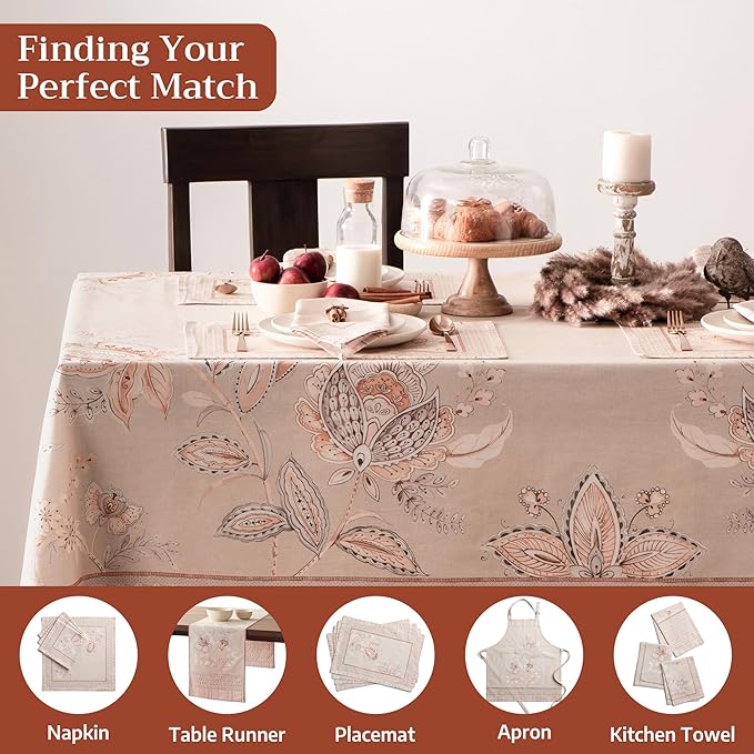 Maison d' Hermine Premium Table Cloth Rectangle Table 100% Combed Cotton 108 x 70 Inches Tablecloth Reusable Decorative for Dining Room, Farmhouse, Home, Party, Festive & Wedding - Society Florals
