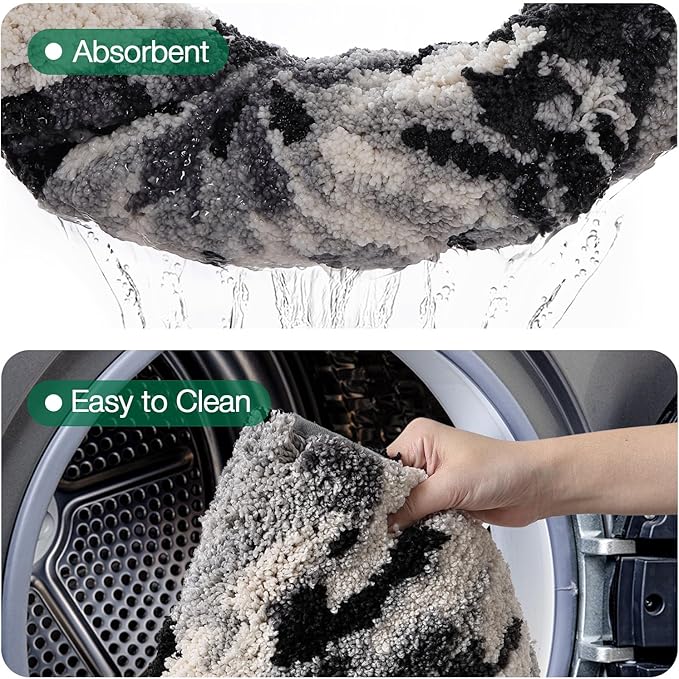 LUMI Bathroom Rugs, Soft Absorbent Bath Mat for Modern Home Decor, Non-Slip Quick-Dry Bath Rug, Machine Washable Floor Mat for Shower and Tub, Entryway, 16"x24", Grey
