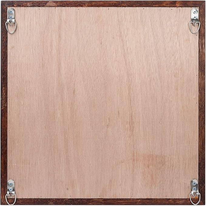 CONSDAN Wood Wall Decor | USA Grown Hardwood, Rustic Wooden Wall Art, Home Decorations for Living Room and Bedroom Aesthetic, Framed and Ready to Hang, Brick, 18" x 18"