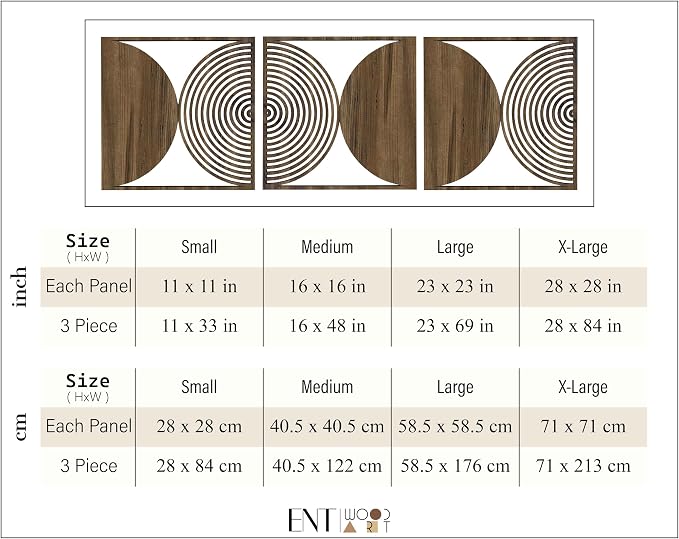 Geometric Wood Wall Art Large, Mid-Century Modern Wall Decor, Circular Panels for Bedroom or Living Room, Rustic Boho Wood Wall Accent #59