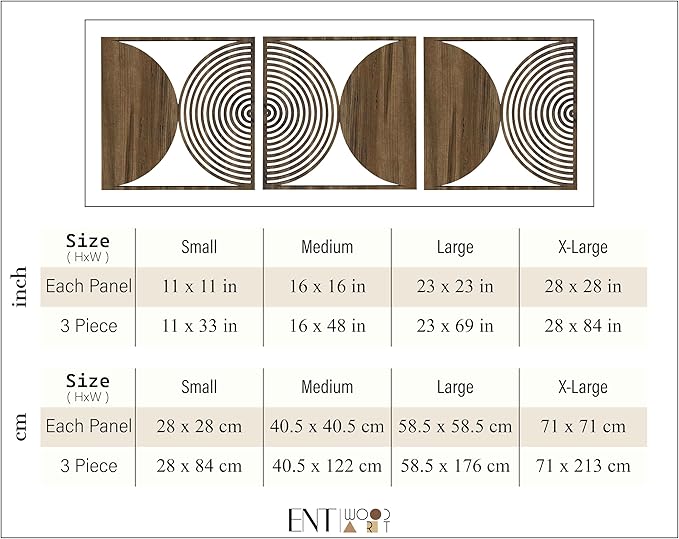 Geometric Mid Century Modern Decor, Rustic Boho Wood Wall Art, Large Wood Wall Decor Over the Bed, Circular Wall Panels for Living Room