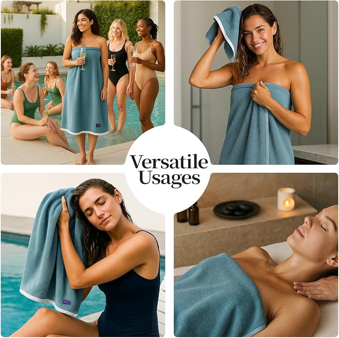 REDKISS 6 Piece Bath Towel Set, 100% Cotton, Soft Absorbent 600 GSM | Includes 2 Bath Towels, 2 Hand Towels & 2 Washcloths | Quick Dry | Contrast Border Design | Bathroom | Guest Bath & Apartment