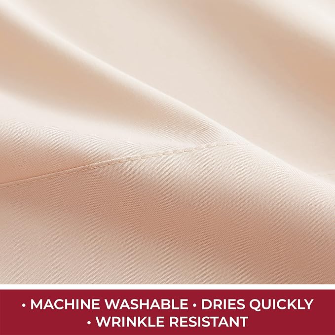 Mellanni RV Short Queen Sheets - 4 PC Iconic Collection Bedding - Hotel Luxury, Extra Soft, Cooling Bed Sheets - Deep Pocket up to 10 inch (RV/Short Queen, Beige)