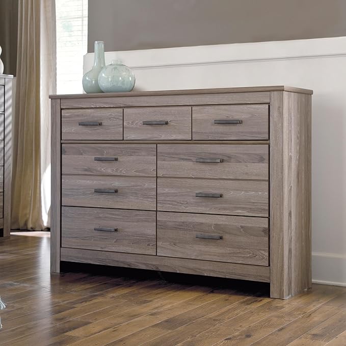 Signature Design by Ashley Zelen Rustic Contemporary 7 Drawer Dresser, Warm Gray