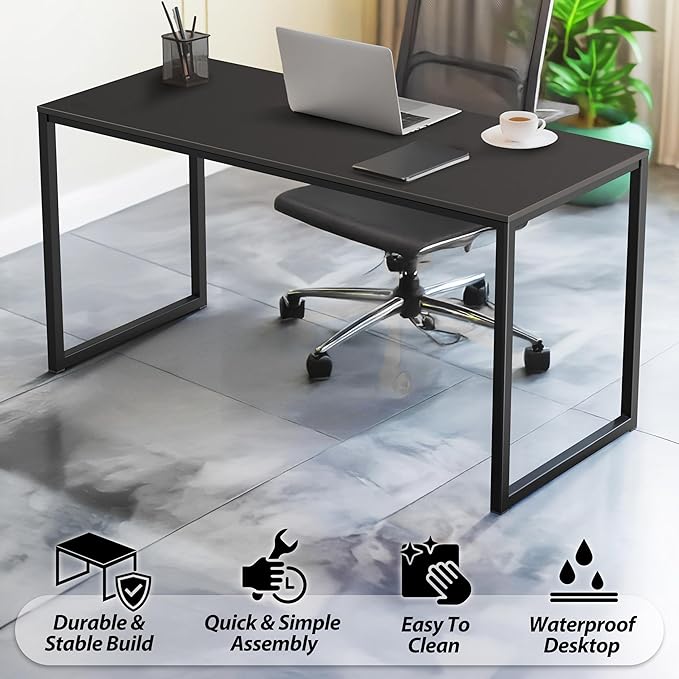 SHW Mission 55-Inch Home Office Computer Desk, Black