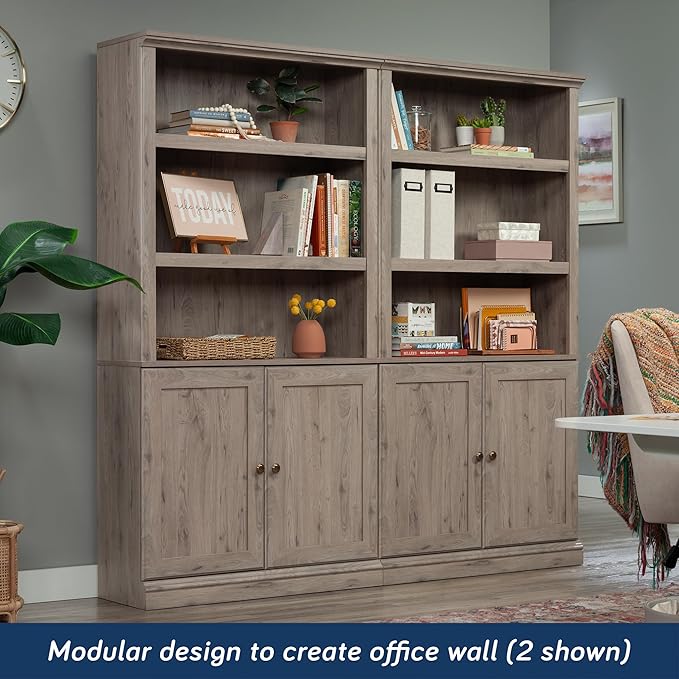 Sauder Miscellaneous Storage 5-Shelf/Book Shelf 2-Door Bookcase, Laurel Oak Finish