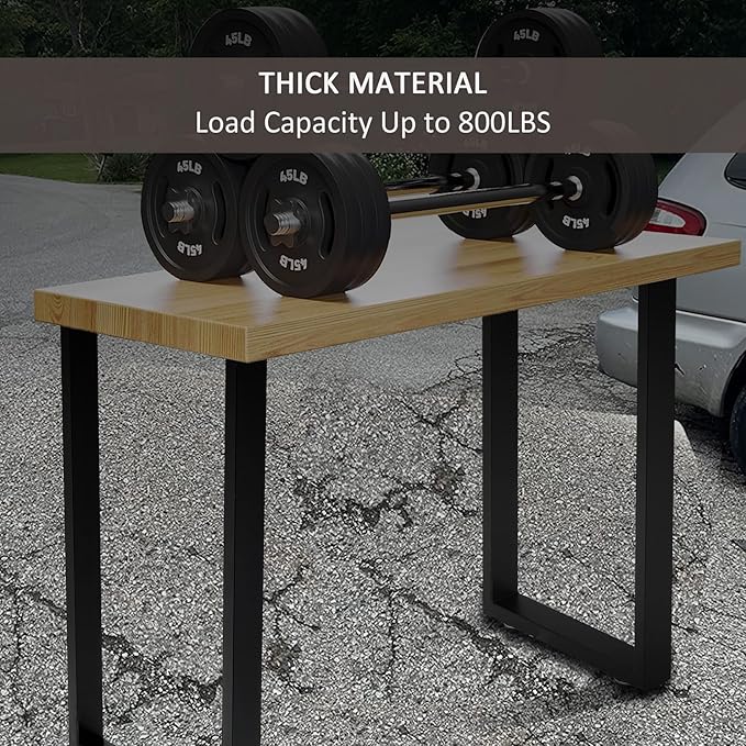 Metal Table Legs 28 Inch Heavy Duty Desk Legs Dining Table Legs Black Metal Coffee Table Legs with Adjustable Feet Pads, Black, Set of 2