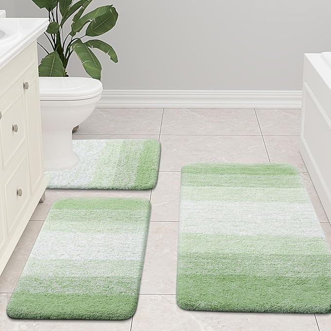 Arotive Microfiber Bathroom Rugs, Shaggy Soft and Absorbent Bath Rug, Non-Slip, Thick Plush Machine Washable Dry Bath Mats for Bathroom, Tub and Shower, 44x24, Sage Green, Rectangular