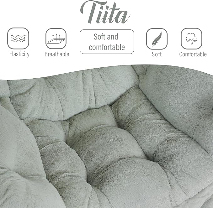Tiita Lazy Chair with Ottoman, Green Modern Large Accent Chair, Comfy Leisure Sofa Armchair with Ottoman, Reading Chair with Footrest for Bedroom, Living Room, Dorm Rooms, Plush Green