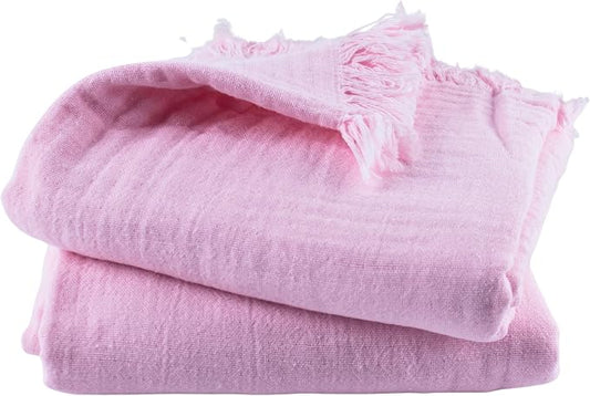 PÜSKÜL - Premium 2-Piece Oversized Muslin Bath Towel for Adult 35x70 Extra Large Bath Sheets | Natural 100% Turkish Cotton Soft Absorbent Quick-Dry Thin Spa & Beach Towels (Pack of 2, Light Pink)