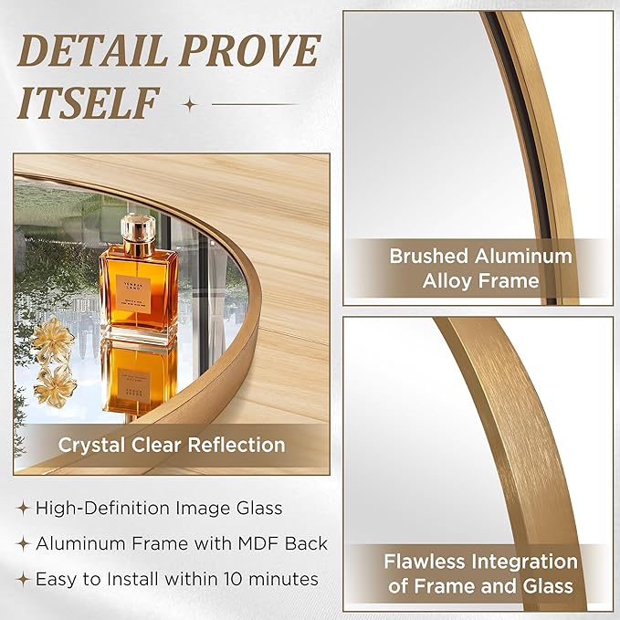 Irregular Wall Mirror, 22"x36" Gold Abstract Asymmetrical Mirrors for Wall, Decorative Cloud Aesthetic Mirror for Bathroom, Bedroom, Cloakroom, Entryway, Shatter-Proof Aluminum Alloy Frame