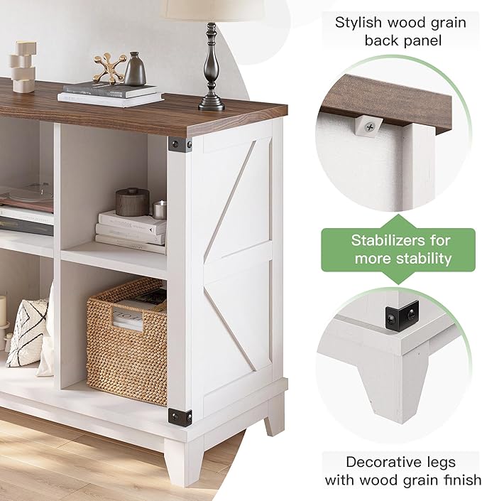 EnHomee 8-Cube Storage Organizer, Farmhouse Bookshelf, Display Shelf for Living Room, Bedroom, Home Office, White