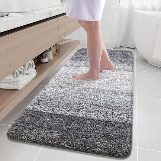 Arotive Microfiber Bathroom Rugs, Shaggy Soft and Absorbent Bath Rug, Non-Slip, Thick Plush Machine Washable Dry Bath Mats for Bathroom, Tub and Shower, 59x35, Grey, Rectangular