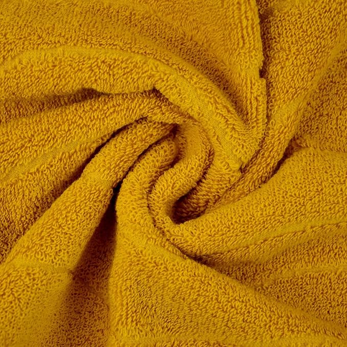 Jacquotha Wavy Striped Cotton Hand Towels, Set of 4, Dry Your Hand Instantly, 13x29 Inches, Mustard Kitchen Bathroom Towel
