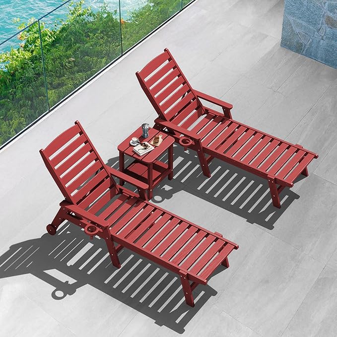 SERWALL Double Adirondack Side Table Set of 6, End Table- Red