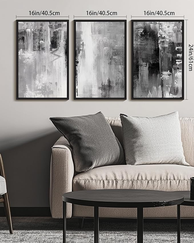 KUVIOKE Black Abstract Framed Canvas Wall Art Minimalist Graffiti Pastel Wall Decor Modern Art Painting for Bedroom Hallway 16x24in (Black Framed)