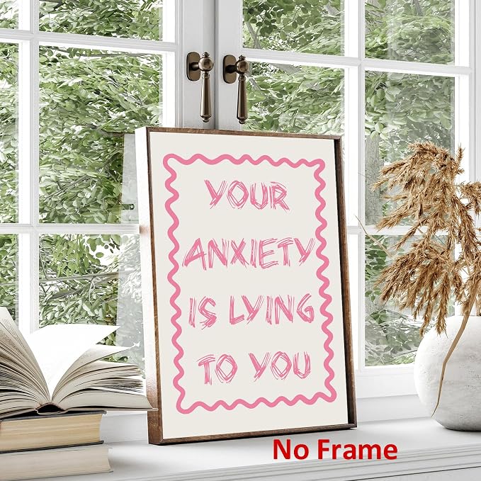 Haruhiart Retro Pink Motivational Wall Art Retro Trendy Posters Pink Preppy Painting Aesthetic Inspirational Wall Art Preppy Aesthetic Pictures Modern Trendy Girls Posters 16x24inch Frameless