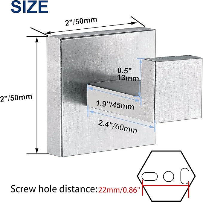 Towel Hooks for Bathrooms, Brushed Nickel Towel Hook for Kitchen Bathroom, SUS304 Stainless Steel Coat Hook, Heavy Duty Towels Holder Hooks for Hanging Towels,Coats,sponges,Clothes,Wall Mount, 2 Pack