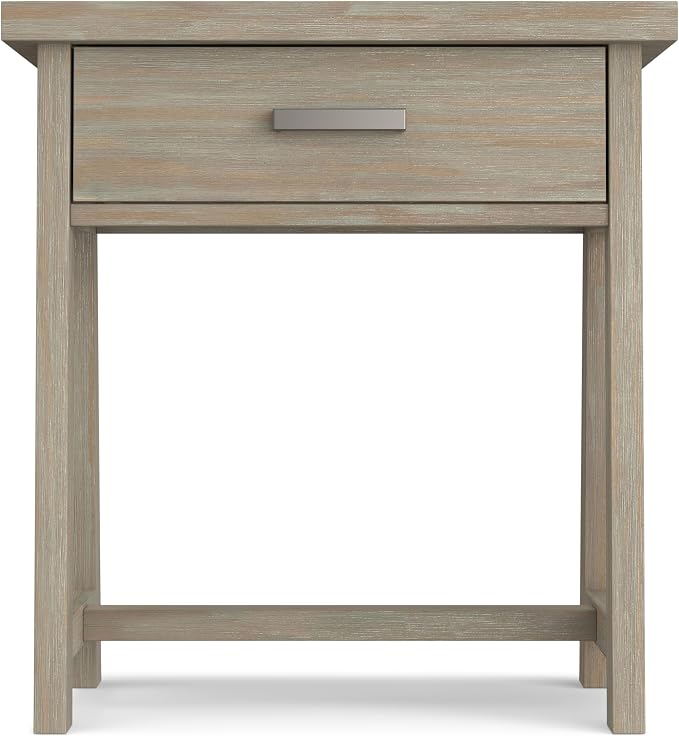 SIMPLIHOME Sawhorse SOLID WOOD 24 Inch Wide Modern Industrial Bedside Nightstand Table in Distressed Grey, For the Living Room and Bedroom