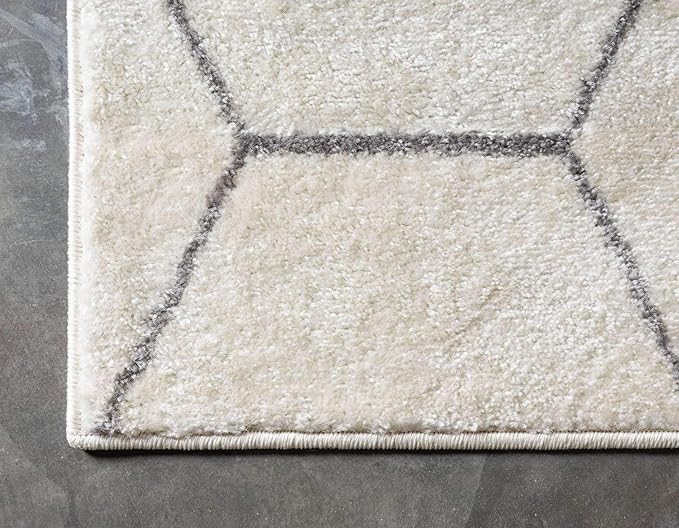 Unique Loom Trellis Frieze Collection Area Rug - Geometric (6' 1" x 9', Ivory/ Gray)