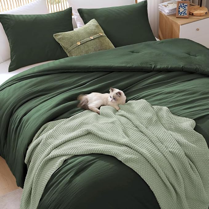 WRENSONGE Full Size Comforter Sets - 3 Pieces Deep Forest Comforter Prewashed Soft Lightweight for All Seasons, Fluffy Down Alternative Comforter Full Size with 2 Pillow Shams