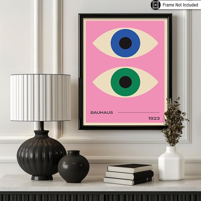 Poster Master Bauhaus Poster - Eyes Print - Abstract Circles ART - Graphic Design ART - Geometric Style - Chic Boho - Mid Century Modern - Living Room or Bedroom Decor - 11x14 UNFRAMED Wall Decor
