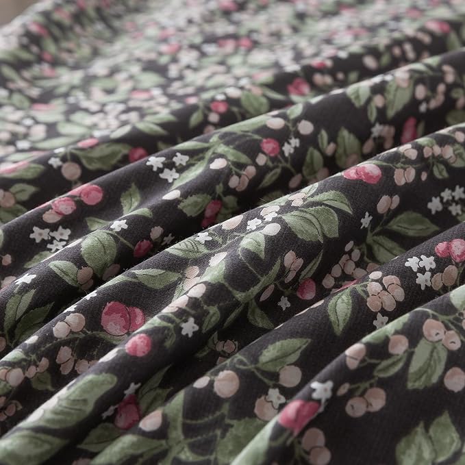 HoneiLife Duvet Cover Queen Size - Cotton Comforter Cover Floral Duvet Cover Sets 3-PC, Soft Bedlinen for Set with Zipper Closure & Corner Ties, Wildflower Comforter Cover Sets,Berry
