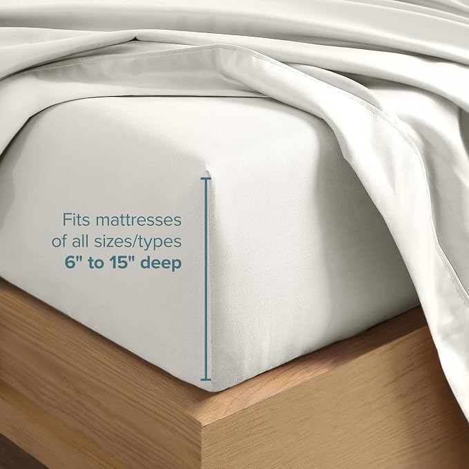 Bare Home Queen Sheet Set - 1800 Ultra-Soft Microfiber Queen Bed Sheets - Double Brushed - Deep Pockets - Easy Fit - 4 Piece Set - Bedding Sheets & Pillowcases (Queen, Cream)