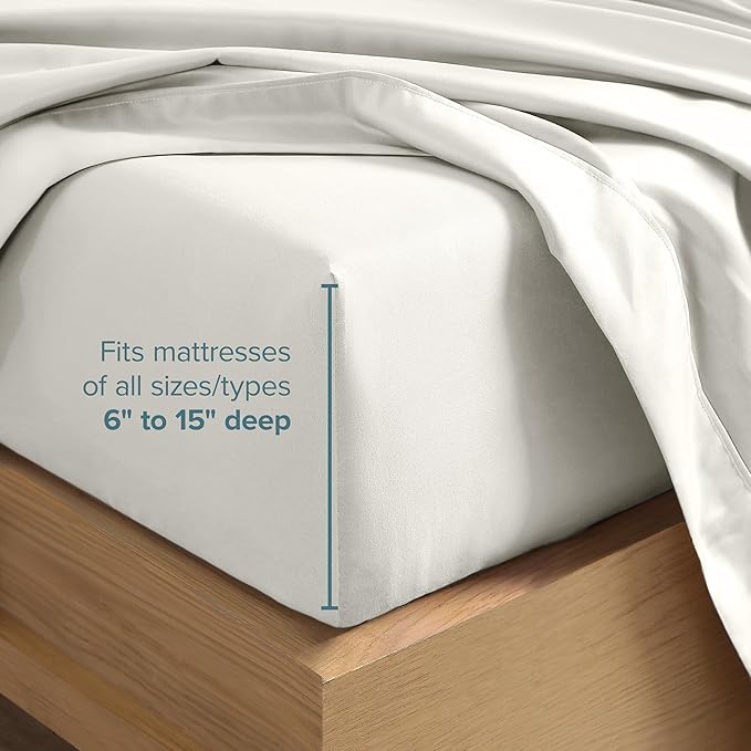 Bare Home Twin XL Sheet Set - 1800 Ultra-Soft Microfiber Twin Extra Long Bed Sheets - Double Brushed - Deep Pockets - Easy Fit - 3 Piece Set - Bedding Sheets & Pillowcases (Twin XL, Cream)
