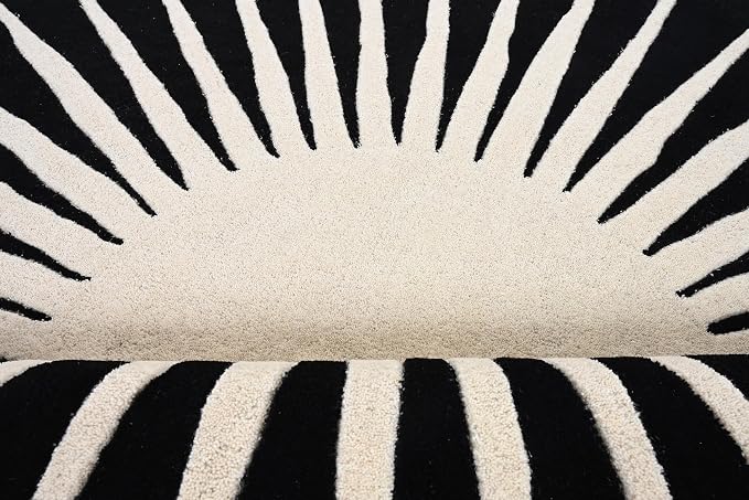 Restoration and Renovation Modern Round Area Rug – Hand-Tufted with 100% NZ Wool, Thick & Soft Circular Carpet for Living Room, Bedroom & Dining Room Decor (Black, 7' Round)