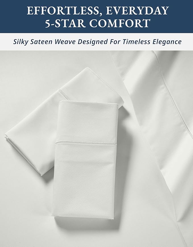 LANE LINEN 100% Egyptian Mercerized Cotton King Size Sheets Set, Eco Friendly Sustainably Produced No Pill Fade Resistant 15 Iinch Deep Pocket King Sheet Set - Vaporous Gray