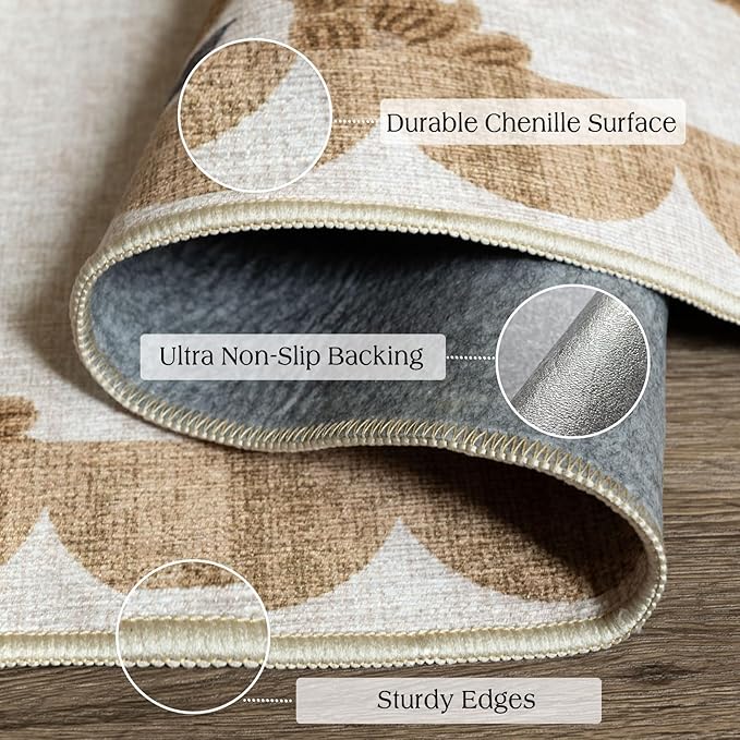 Floral Outdoor Rug - 28" x 43" Front Door Mat Indoor Outside Entrance Non-Slip Washable Outdoor Mat Beige Vintage Farmhouse Rug for Entryway Kitchen Bedroom Layered Doormat for Front Porch